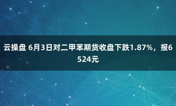 云操盘 6月3日对二甲苯期货收盘下跌1.87%，报6524元